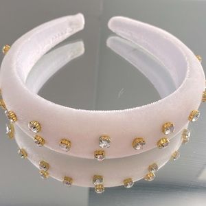 White Headband White Thick Revolve Hairband Delicate Gold Rhinestones Hairband